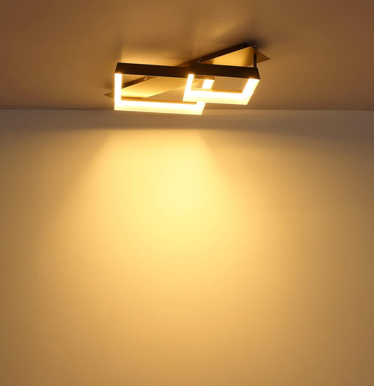 Globo LED Deckenleuchte Syrakus 24W warmweiss Kaffeefarben matt Metall 68,5x49,5cm