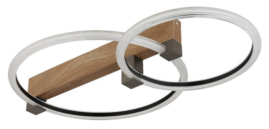 Globo LED Deckenleuchte Fletcher 24W warmweiss Holzoptik dunkel Metall 58x40cm