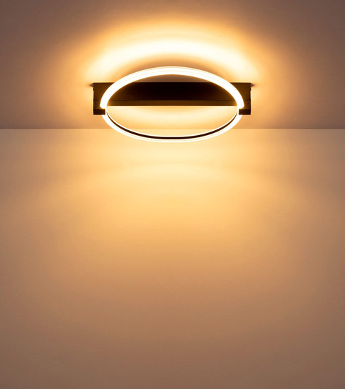 Globo LED Deckenleuchte Fletcher 15W warmweiss Schwarz matt Metall 41x38cm
