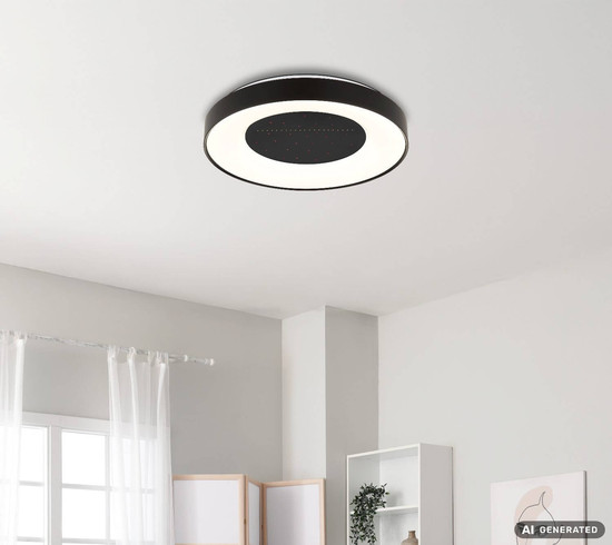 Globo LED Deckenleuchte Jolliana 40W dimmbar Fernbedienung CCT warm-/tageslichtweiss Weiß matt schwarz matt Metall Ø49cm
