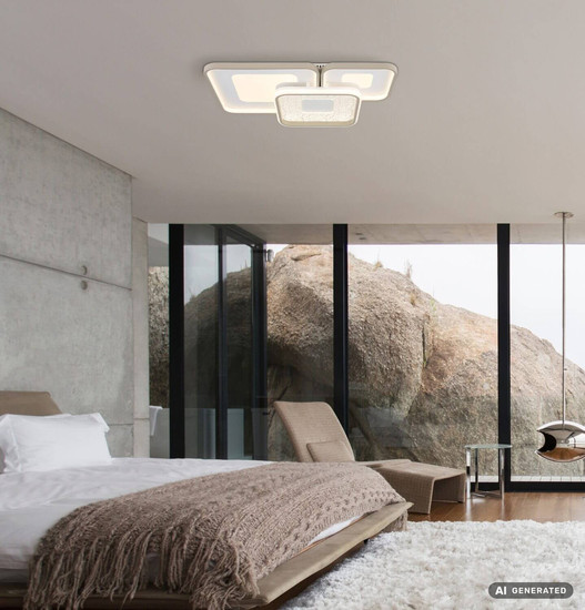 Globo LED Deckenleuchte Mosaiko 55W dimmbar Fernbedienung CCT warm-/tageslichtweiss Weiß matt Metall 65x45,5cm