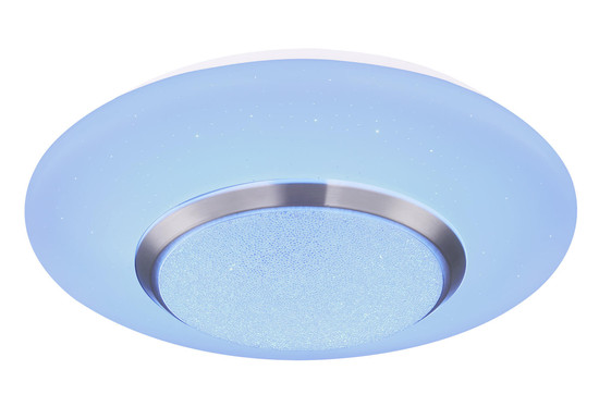 Globo Candida LED Deckenleuchte 18W Warmweiß Weiß, Metall Fernbedienung Nachtlicht Sparkle-Dekor Memoryfunktion Ø34cm 48311-18RGB