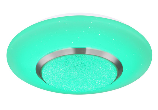 Globo Candida LED Deckenleuchte 18W Warmweiß Weiß, Metall Fernbedienung Nachtlicht Sparkle-Dekor Memoryfunktion Ø34cm 48311-18RGB