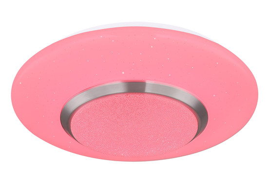 Globo Candida LED Deckenleuchte 18W Warmweiß Weiß, Metall Fernbedienung Nachtlicht Sparkle-Dekor Memoryfunktion Ø34cm 48311-18RGB