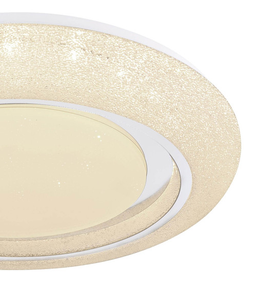Globo LED Deckenleuchte Rada 28W dimmbar Fernbedienung CCT warm-/tageslichtweiss Weiß opal sparkle Metall Ø48cm