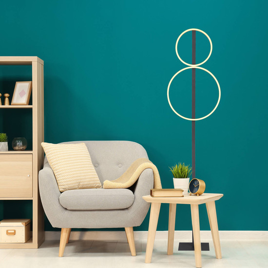 Globo Stehleuchte Metall Schwarz Matt, 1Xled LED Stehleuchte 24W Warmweiß Schwarz Matt, Metall 160cm 48461-30RS