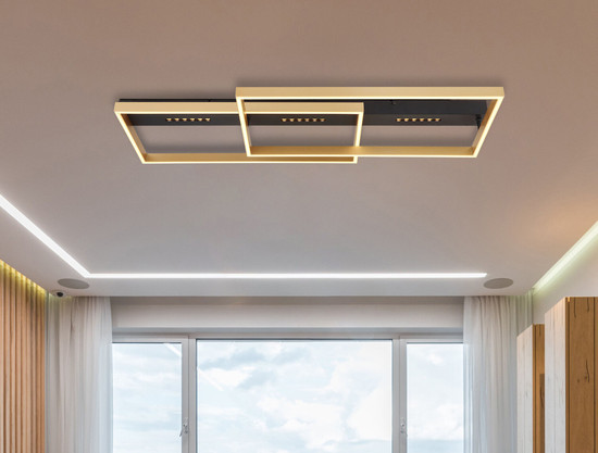 Globo Luffy LED Deckenleuchte 54W Warmweiß Schwarz Matt, Metall Memoryfunktion 10,2cm 48461-54