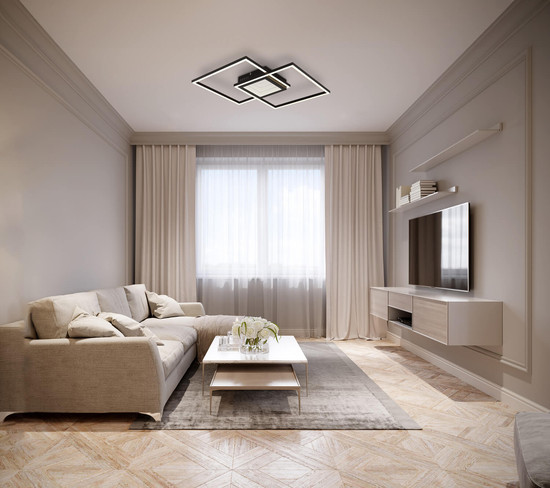 Globo Saunders LED Deckenleuchte 32W CCT Schwarz Matt, Metall Fernbedienung Nachtlicht Memoryfunktion 5cm 48468-32