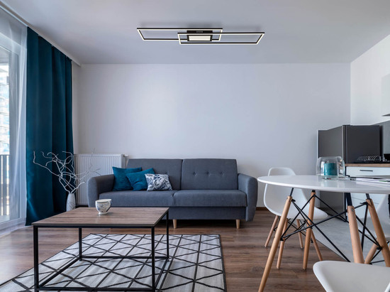 Globo Saunders LED Deckenleuchte 42W CCT Schwarz Matt, Metall Fernbedienung Nachtlicht Memoryfunktion 5cm 48468-42