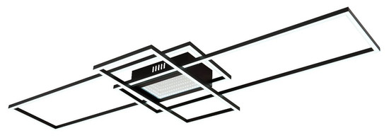 Globo LED Deckenleuchte Saunders 60W dimmbar Fernbedienung CCT warm-/tageslichtweiss Schwarz matt Metall Aluminium 111x42cm