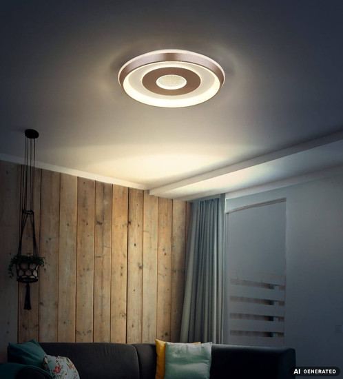 Globo LED Deckenleuchte Williamson 40W CCT warm-/neutral-/tageslichtweiss Weiß matt champagnerfarben matt Metall Ø49cm