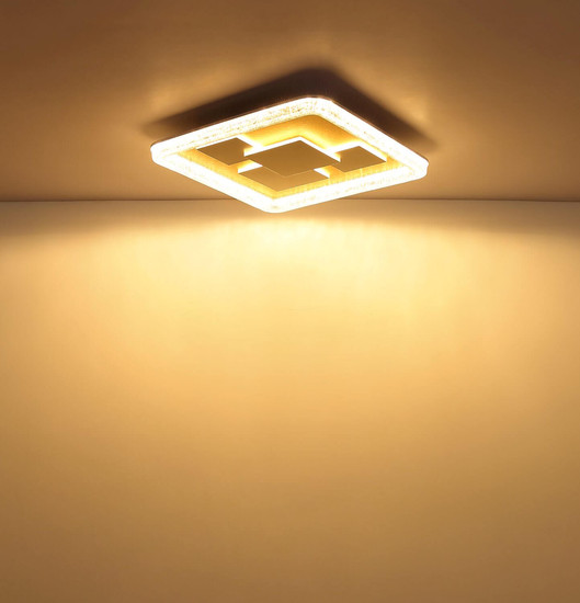 Globo LED Deckenleuchte Loraine 40W warmweiss Weiß matt klar Kristall Effekt Metall 49x49cm