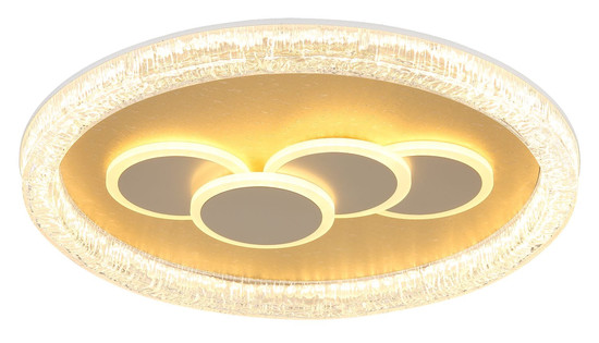 Globo LED Deckenleuchte Loraine 40W warmweiss Weiß matt klar Kristall Effekt Metall Ø49,5cm