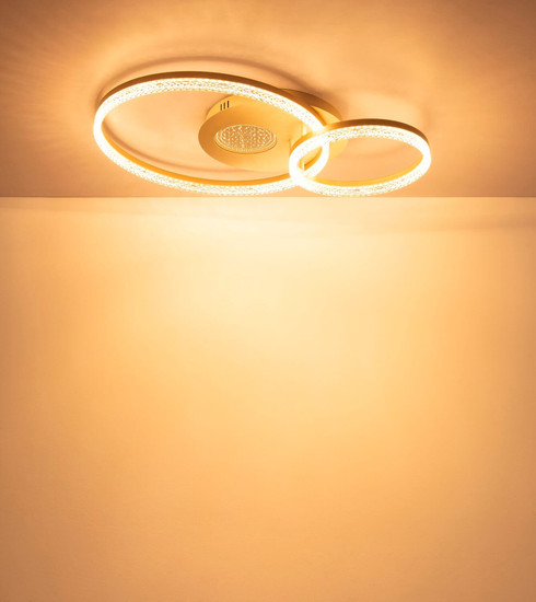 Globo LED Deckenleuchte Sanford 30W warmweiss Sandfarben matt cappuccinofarben matt Metall 70x50cm