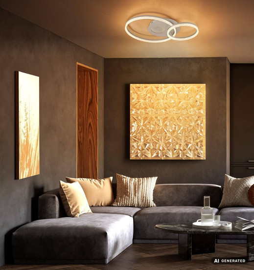 Globo LED Deckenleuchte Sanford 30W warmweiss Sandfarben matt cappuccinofarben matt Metall 70x50cm