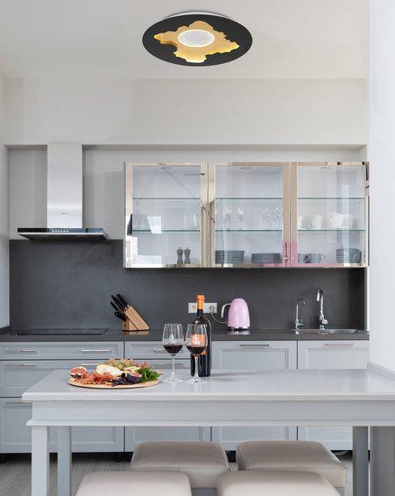 Globo Obscura LED Deckenleuchte 40W Neutralweiß Schwarz Matt, Metall Memoryfunktion Ø45cm 48485