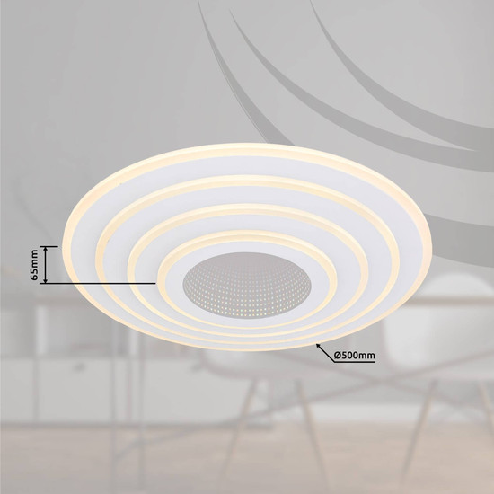 Globo LED Deckenleuchte Jocelyn 50W dimmbar Fernbedienung CCT warm-/tageslichtweiss Weiß Metall Ø50cm