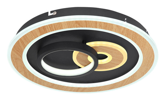 Globo Chessy LED Deckenleuchte 40W CCT Schwarz Matt, Metall Fernbedienung Nachtlicht Memoryfunktion 6,5cm 48551-40SH