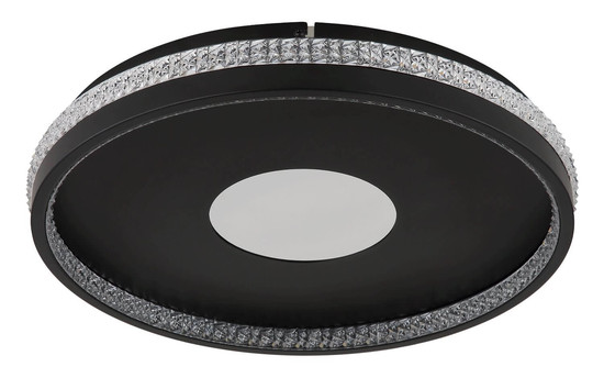Globo LED Deckenleuchte Shirley 30W dimmbar Fernbedienung CCT warm-/tageslichtweiss Schwarz matt klar Metall Kunststoffkristalle Ø41cm