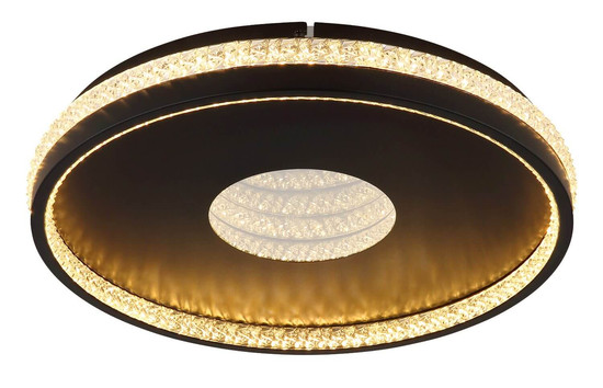Globo LED Deckenleuchte Shirley 30W dimmbar Fernbedienung CCT warm-/tageslichtweiss Schwarz matt klar Metall Kunststoffkristalle Ø41cm