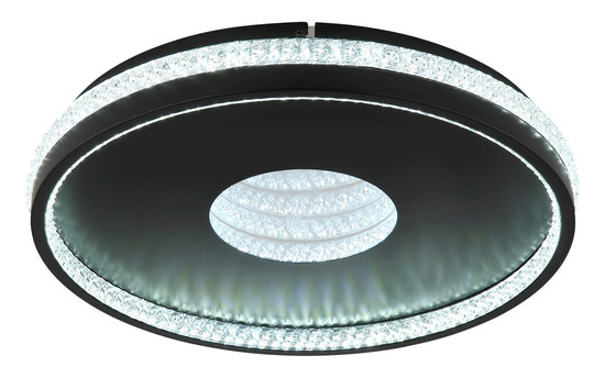 Globo LED Deckenleuchte Shirley 30W dimmbar Fernbedienung CCT warm-/tageslichtweiss Schwarz matt klar Metall Kunststoffkristalle Ø41cm