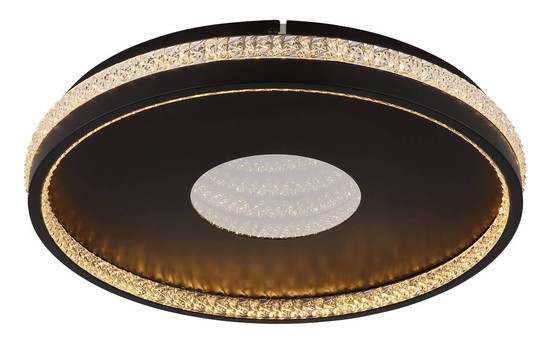 Globo LED Deckenleuchte Shirley 30W dimmbar Fernbedienung CCT warm-/tageslichtweiss Schwarz matt klar Metall Kunststoffkristalle Ø41cm