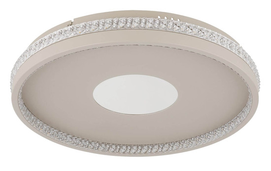 Globo LED Deckenleuchte Shirley 30W dimmbar Fernbedienung CCT warm-/tageslichtweiss Sandfarben matt klar Metall Kunststoffkristalle Ø41cm