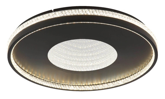 Globo LED Deckenleuchte Shirley 40W dimmbar Fernbedienung CCT warm-/tageslichtweiss Schwarz matt klar Metall Kunststoffkristalle Ø50,5cm