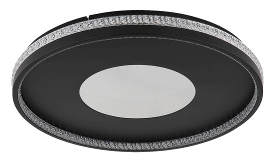 Globo LED Deckenleuchte Shirley 40W dimmbar Fernbedienung CCT warm-/tageslichtweiss Schwarz matt klar Metall Kunststoffkristalle Ø50,5cm