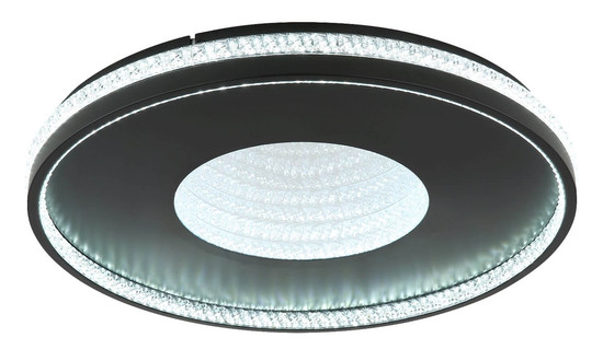 Globo LED Deckenleuchte Shirley 40W dimmbar Fernbedienung CCT warm-/tageslichtweiss Schwarz matt klar Metall Kunststoffkristalle Ø50,5cm