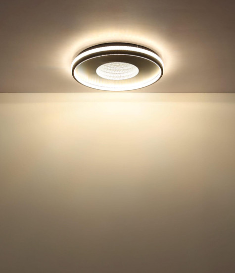 Globo LED Deckenleuchte Shirley 40W dimmbar Fernbedienung CCT warm-/tageslichtweiss Schwarz matt klar Metall Kunststoffkristalle Ø50,5cm