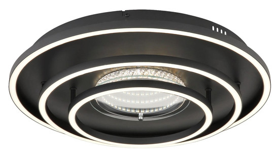 Globo LED Deckenleuchte Lawanda 40W CCT warm-/neutral-/tageslichtweiss Schwarz matt Metall Aluminium Ø51cm