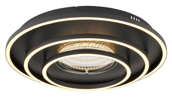 Globo LED Deckenleuchte Lawanda 40W CCT warm-/neutral-/tageslichtweiss Schwarz matt Metall Aluminium Ø51cm