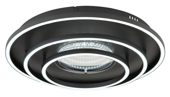 Globo LED Deckenleuchte Lawanda 40W CCT warm-/neutral-/tageslichtweiss Schwarz matt Metall Aluminium Ø51cm