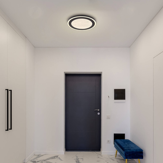 Globo Davies LED Deckenleuchte 24W Neutralweiß Schwarz Matt, Metall Memoryfunktion Ø34cm 48902