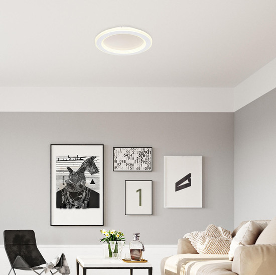 Globo Tini LED Deckenleuchte 18W Neutralweiß Weiß, Metall Ø29,7cm 48917-18