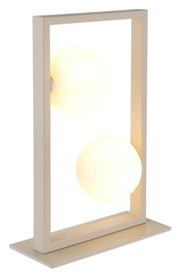 Globo Tischleuchte Nanda 2-flammig G9 Sandfarben matt opal Metall Glaskugeln 40x28cm