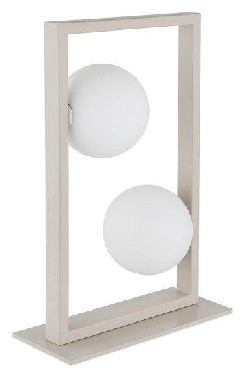 Globo Tischleuchte Nanda 2-flammig G9 Sandfarben matt opal Metall Glaskugeln 40x28cm