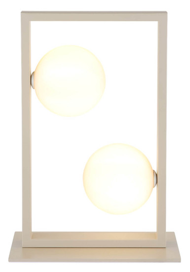 Globo Tischleuchte Nanda 2-flammig G9 Sandfarben matt opal Metall Glaskugeln 40x28cm
