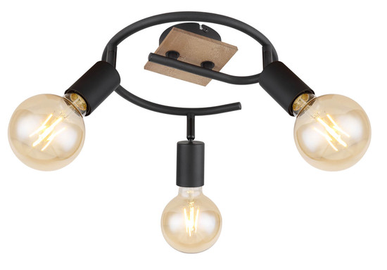 Globo Martha E27 Strahler 3-fach 40W Schwarz, Metall Ø4,3cm 54008-3H