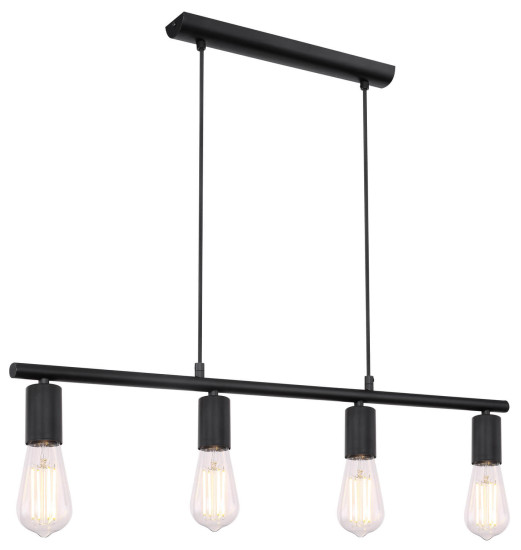 Globo Martha E27 Hängeleuchte 4-fach 60W Schwarz, Metall 120cm 54008-4H