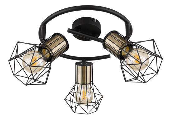 Globo Priska E27 Strahler 3-fach 40W Schwarz Matt, Metall Ø13cm 54017-3M