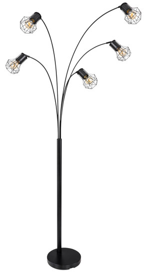 Globo Priska E27 Stehleuchte 5-fach 40W Schwarz Matt, Metall Ø13cm 54017S