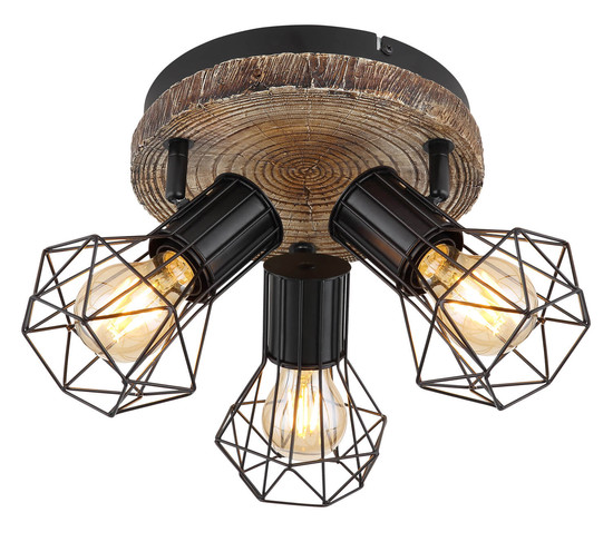 Globo Priska E27 Strahler 3-fach 60W Schwarz, Metall Ø12cm 54017W-3