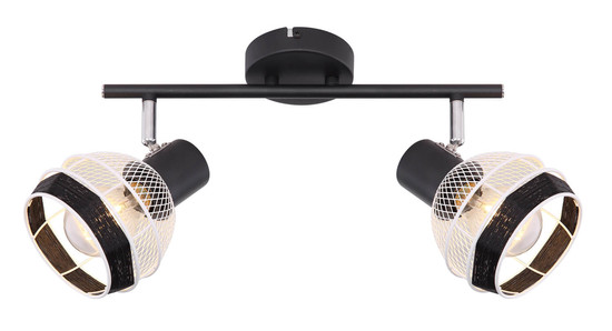 Globo Griddy E27 Strahler 2-fach 40W Schwarz Matt, Metall Ø12,2cm 54022-2