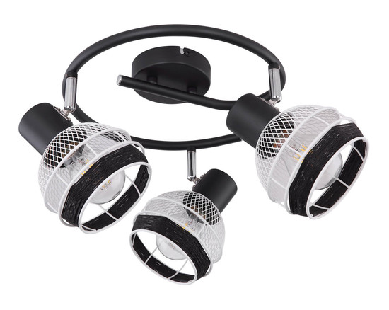 Globo Griddy E27 Strahler 3-fach 40W Schwarz Matt, Metall Ø12,2cm 54022-3