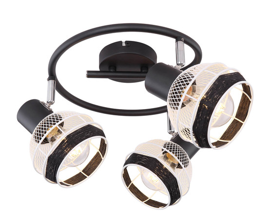 Globo Griddy E27 Strahler 3-fach 40W Schwarz Matt, Metall Ø12,2cm 54022-3