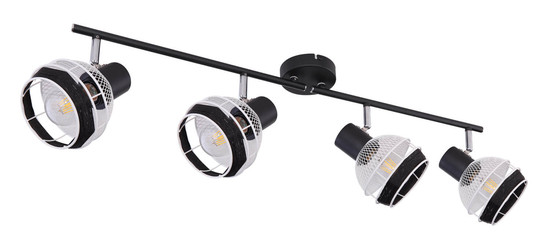 Globo Griddy E27 Strahler 4-fach 40W Schwarz Matt, Metall Ø12,2cm 54022-4