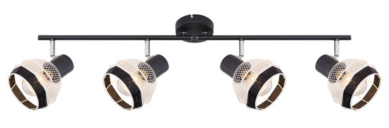 Globo Griddy E27 Strahler 4-fach 40W Schwarz Matt, Metall Ø12,2cm 54022-4