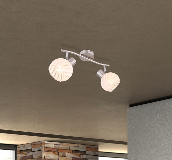 Globo Willy E27 Strahler 2-fach 40W Nickel Matt, Metall Ø13cm 54025-2